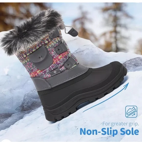 DREAM PAIRS Snow Boots Kids Insulated Waterproof Mid-Calf Boots Size 3 Big Kids - Picture 2 of 10